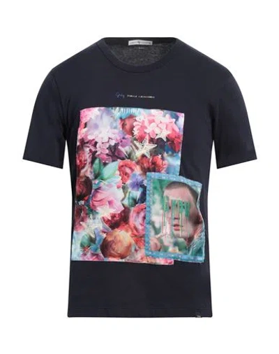 Grey Daniele Alessandrini Man T-shirt Midnight Blue Size L Cotton