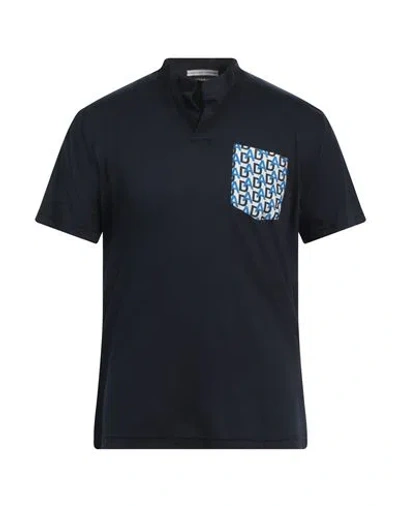Grey Daniele Alessandrini Man T-shirt Midnight Blue Size Xl Polyester, Cotton