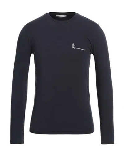 Grey Daniele Alessandrini Man T-shirt Navy Size S Cotton, Elastane In Navy Blue