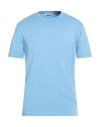 Grey Daniele Alessandrini Man T-shirt Sky Blue Size S Cotton, Elastane In Blue