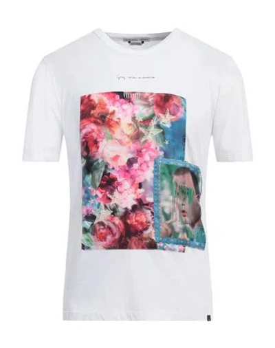 Grey Daniele Alessandrini Man T-shirt White Size L Cotton In White