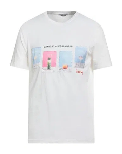 Grey Daniele Alessandrini Man T-shirt White Size M Cotton