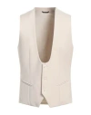 Grey Daniele Alessandrini Man Tailored Vest Beige Size 42 Polyester, Viscose, Elastane