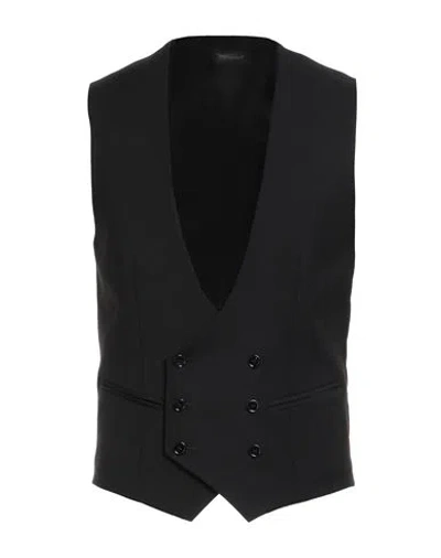 Grey Daniele Alessandrini Man Tailored Vest Black Size 36 Polyester, Viscose, Elastane