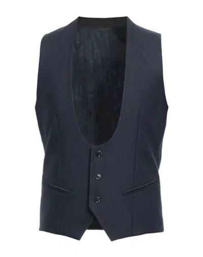 Grey Daniele Alessandrini Man Tailored Vest Midnight Blue Size 36 Polyester, Viscose, Elastane