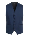 Grey Daniele Alessandrini Man Tailored Vest Navy Size 40 Polyester, Viscose, Elastane In Blue
