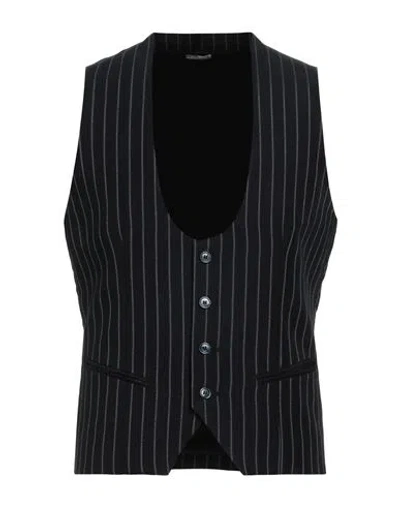 Grey Daniele Alessandrini Man Tailored Vest Midnight Blue Size 38 Linen, Viscose