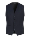 Grey Daniele Alessandrini Man Tailored Vest Midnight Blue Size 42 Polyester, Viscose, Elastane In Blue