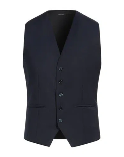 Grey Daniele Alessandrini Man Tailored Vest Midnight Blue Size 42 Polyester, Viscose, Elastane