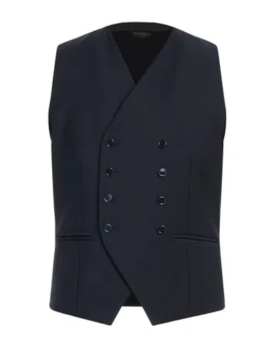 Grey Daniele Alessandrini Man Tailored Vest Midnight Blue Size 40 Wool, Polyester, Elastane