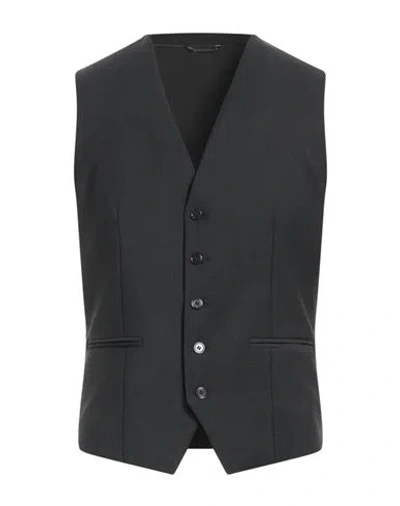 Grey Daniele Alessandrini Man Tailored Vest Charcoal Size 38 Wool, Polyester, Elastane