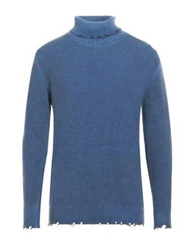 Grey Daniele Alessandrini Man Turtleneck Blue Size 38 Wool, Polyamide In Blue