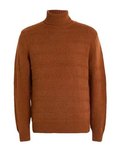 Grey Daniele Alessandrini Man Turtleneck Brown Size 38 Wool, Polyamide
