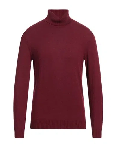Grey Daniele Alessandrini Man Turtleneck Burgundy Size 38 Viscose, Polyamide, Wool, Cashmere In Red