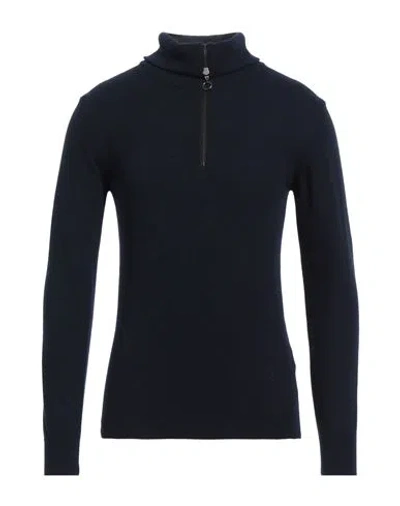 Grey Daniele Alessandrini Man Turtleneck Midnight Blue Size 42 Wool, Polyamide