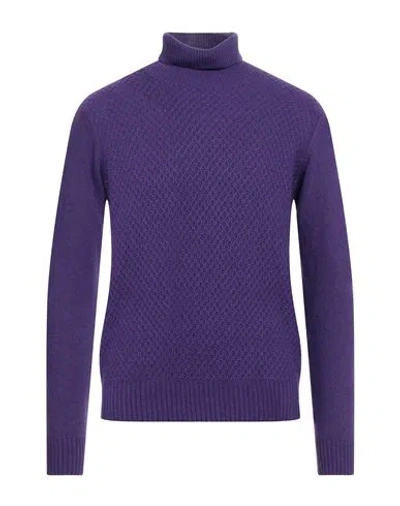 Grey Daniele Alessandrini Man Turtleneck Purple Size 40 Polyamide, Viscose, Wool, Cashmere