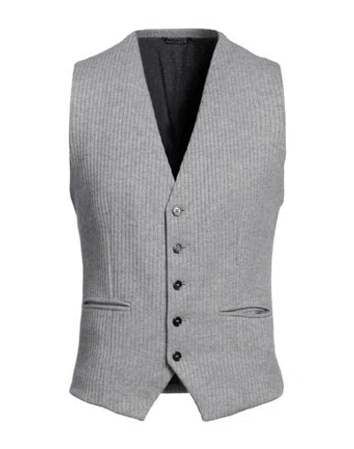 Grey Daniele Alessandrini Man Tailored Vest Grey Size 38 Viscose, Polyester, Polyamide