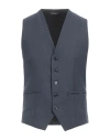 Grey Daniele Alessandrini Man Tailored Vest Midnight Blue Size 38 Polyester, Viscose In Blue