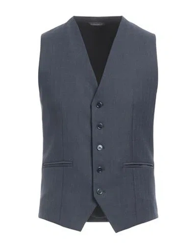 Grey Daniele Alessandrini Man Tailored Vest Midnight Blue Size 38 Polyester, Viscose