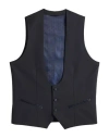 Grey Daniele Alessandrini Man Tailored Vest Midnight Blue Size 42 Wool, Elastane, Cotton, Polyester In Blue