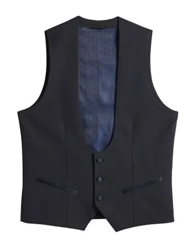 Grey Daniele Alessandrini Man Tailored Vest Midnight Blue Size 42 Wool, Elastane, Cotton, Polyester