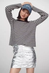 Grey Lab Women's Silver Shirring Mini Skirt In Silver