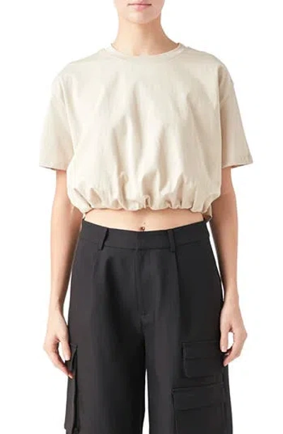 Grey Lab Bubble Hem Crop Top In White