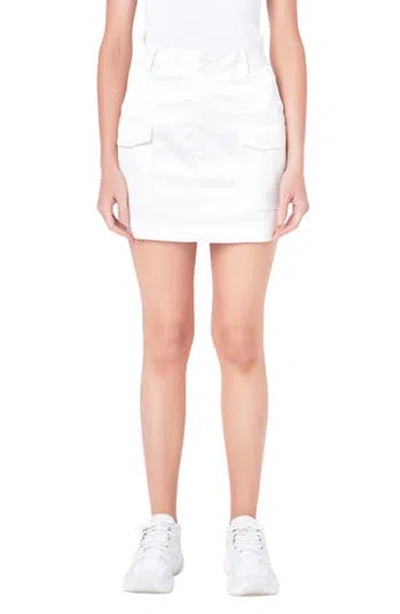 Grey Lab Cargo Pocket Satin Miniskirt In White