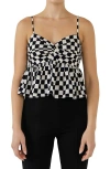 Grey Lab Checker Print Camisole In Black/white