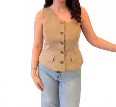 Grey Lab City Chic One-shoulder Vest Top In Beige In Brown