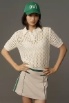 Grey Lab Collared Mesh Sweater Tee In Beige