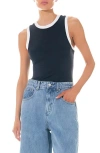 Grey Lab Colorblock Bodysuit In Black/off White