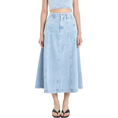 Grey Lab Denim Midi Skirt In Blue