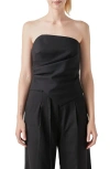 Grey Lab Draped Corset Top In Black