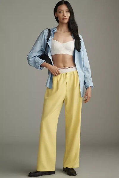 Grey Lab Elastic-trim Wide-leg Pants In Yellow
