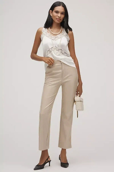 Grey Lab Faux-leather High-rise Ankle Pants In Sand