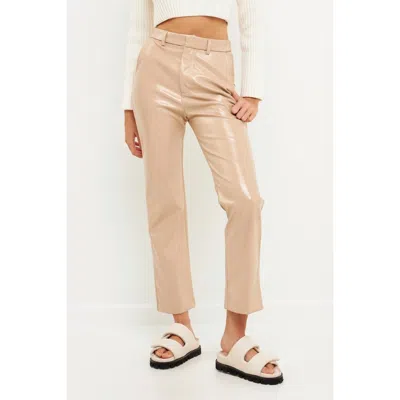 Grey Lab Faux Leather Pant In Beige