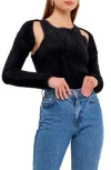 Grey Lab 2 Piece Feather Plush Sweater Set In Black