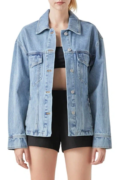 Grey Lab Fitted Denim Jacket In Blue