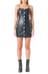 GREY LAB FRONT BUTTON FAUX LEATHER MINIDRESS