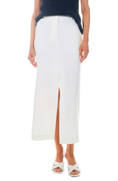Grey Lab Front Slit Mid Rise Maxi Skirt In White