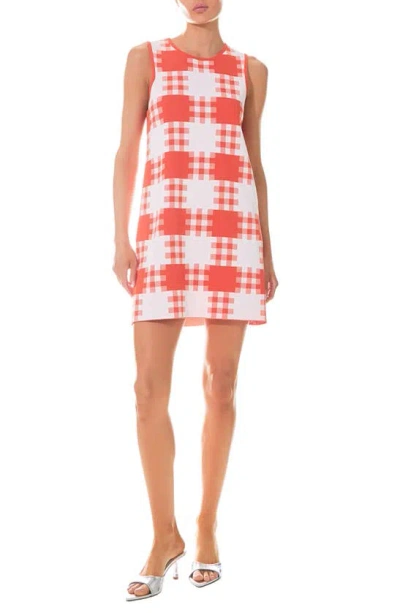 Grey Lab Gingham Check Mini Sweater Dress In Orange