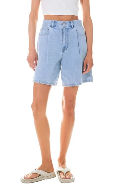 Grey Lab High Waist Wide Leg Denim Shorts In Light Denim