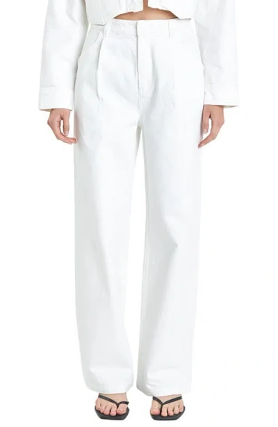 Grey Lab High Waist Wide Leg Pants In Off White