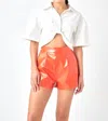 Grey Lab High-waisted Faux Leather Short In Orange