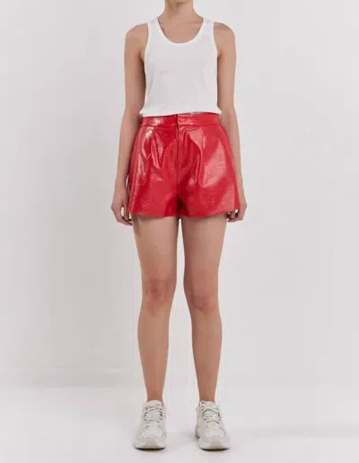 Grey Lab High-waisted Faux Leather Short In Red