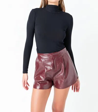Grey Lab High-waisted Faux Leather Shorts In Burgundy In White