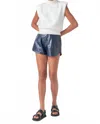Grey Lab High Waisted Faux Leather Shorts In Navy In Blue