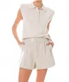 Grey Lab High Waisted Faux Leather Shorts In Taupe In Neutral