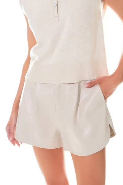 Grey Lab High-waisted Faux Leather Shorts In Taupe In White
